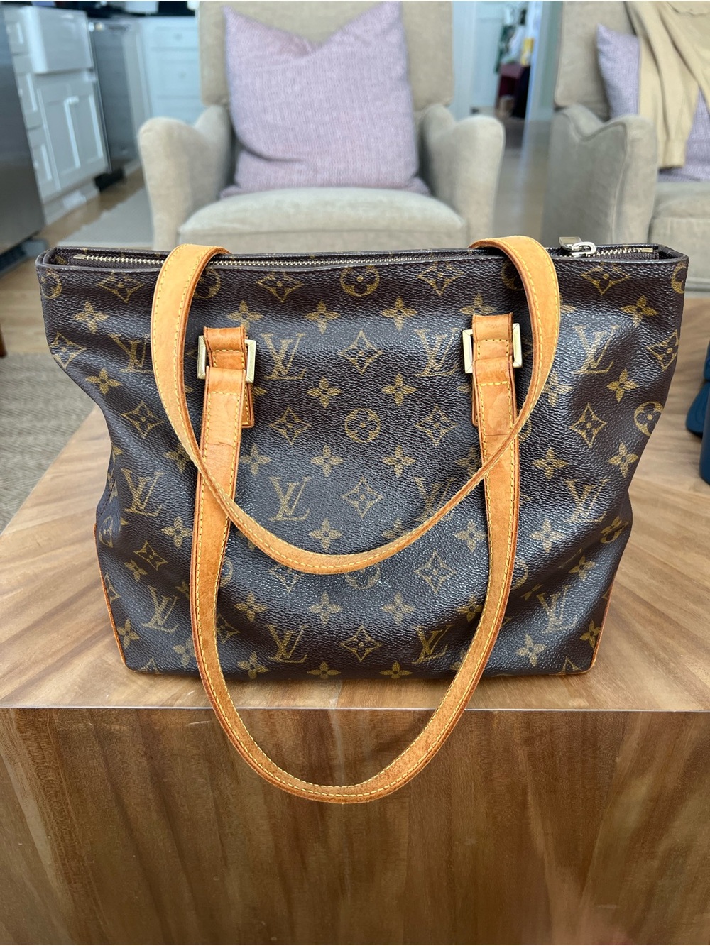 Louis Vuitton Brown Monogram Tote with Vachetta Leather Handles